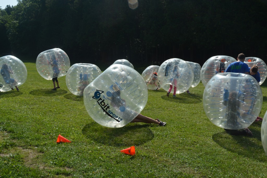 Kids Playing Bubble Soccer at Leadership Summer Camp in Oakville